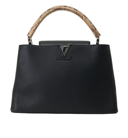 Capucines MM, &pound;2,500, Handbags, Black, Leather/Python, Front view